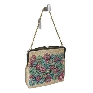 Vintage Tapestry Floral Purse Made in Western Germany Gold Frame Evening Bag